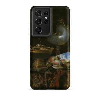 Still Life with Holbein Bowl Nautilus Cup Glass Goblet and Fruit Dish - Willem Kalf Phone Case Samsung Galaxy S21 Ultra / Matte Black Phone