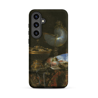 Still Life with Holbein Bowl Nautilus Cup Glass Goblet and Fruit Dish - Willem Kalf Phone Case Samsung Galaxy S24 Plus / Matte Black Phone