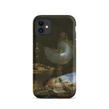 Still Life with Holbein Bowl Nautilus Cup Glass Goblet and Fruit Dish - Willem Kalf Phone Case Iphone 11 / Matte Black Phone Case Detailed