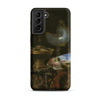 Still Life with Holbein Bowl Nautilus Cup Glass Goblet and Fruit Dish - Willem Kalf Phone Case Samsung Galaxy S21 Plus / Matte Black Phone