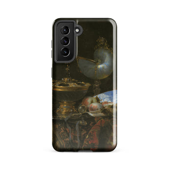 Still Life with Holbein Bowl Nautilus Cup Glass Goblet and Fruit Dish - Willem Kalf Phone Case Samsung Galaxy S21 Fe / Gloss Black Phone