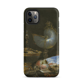 Still Life with Holbein Bowl Nautilus Cup Glass Goblet and Fruit Dish - Willem Kalf Phone Case Iphone 11 Pro Max / Matte Black Phone Case