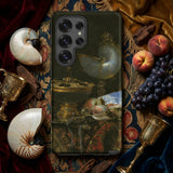Still Life with Holbein Bowl Nautilus Cup Glass Goblet and Fruit Dish - Willem Kalf Phone Case Black Phone Case Detailed Reproduction