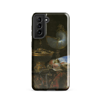Still Life with Holbein Bowl Nautilus Cup Glass Goblet and Fruit Dish - Willem Kalf Phone Case Samsung Galaxy S21 / Gloss Black Phone Case