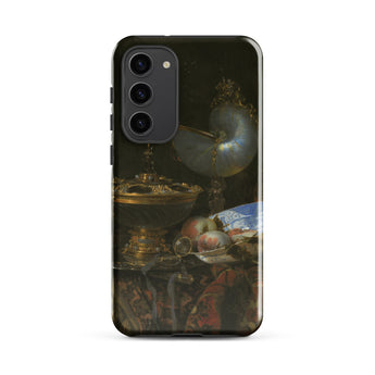Still Life with Holbein Bowl Nautilus Cup Glass Goblet and Fruit Dish - Willem Kalf Phone Case Samsung Galaxy S23 Plus / Gloss Black Phone