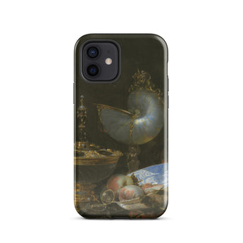 Still Life with Holbein Bowl Nautilus Cup Glass Goblet and Fruit Dish - Willem Kalf Phone Case Iphone 12 / Gloss Black Iphone Case Detailed