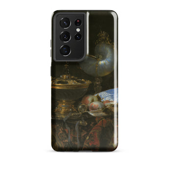 Still Life with Holbein Bowl Nautilus Cup Glass Goblet and Fruit Dish - Willem Kalf Phone Case Samsung Galaxy S21 Ultra / Gloss Black