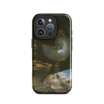Still Life with Holbein Bowl Nautilus Cup Glass Goblet and Fruit Dish - Willem Kalf Phone Case Iphone 16 Pro / Gloss Dark Green Phone Case