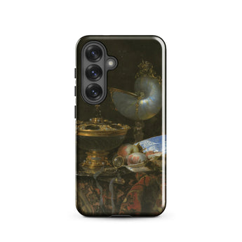 Still Life with Holbein Bowl Nautilus Cup Glass Goblet and Fruit Dish - Willem Kalf Phone Case Black Detailed Reproduction Classical