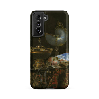 Still Life with Holbein Bowl Nautilus Cup Glass Goblet and Fruit Dish - Willem Kalf Phone Case Samsung Galaxy S21 Fe / Matte Black Detailed
