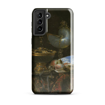 Still Life with Holbein Bowl Nautilus Cup Glass Goblet and Fruit Dish - Willem Kalf Phone Case Samsung Galaxy S21 Plus / Gloss Black