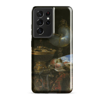 Still Life with Holbein Bowl Nautilus Cup Glass Goblet and Fruit Dish - Willem Kalf Phone Case Samsung Galaxy S21 Ultra / Gloss Black