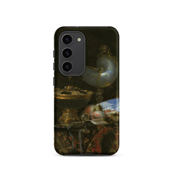 Still Life with Holbein Bowl Nautilus Cup Glass Goblet and Fruit Dish - Willem Kalf Phone Case Samsung Galaxy S23 / Matte Black Detailed
