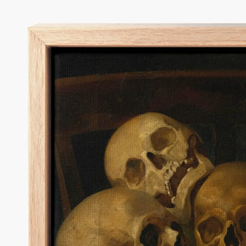 Still Life of Three Skulls - Jan August Hendrik Leys Art Print / Canvas Framed Classical Painting Human Warm Threeskulls, Hendrikleysart,