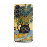 Still Life - Vincent Van Gogh Phone Case Samsung Galaxy S25 Plus / Matte Phone Case Vibrant Impressionistic Painting Dark Blue Gold Vincent
