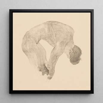 Stooping Naked Man - Reijer Stolk Art Print / Canvas, 12x12’’ / 31x31cm / Black Frame, Posters Prints & Visual Artwork, Toby Leon