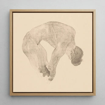 Stooping Naked Man - Reijer Stolk Art Print / Canvas, 12x12’’ / 31x31cm / Natural Frame, Posters Prints & Visual Artwork, Toby Leon
