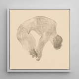 Stooping Naked Man - Reijer Stolk Art Print / Canvas, 12x12’’ / 31x31cm / White Frame, Posters Prints & Visual Artwork, Toby Leon