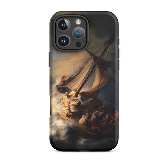 Storm on the Sea of Galilee - Rembrandt Phone Case Iphone 16 Pro Max / Matte Black Phone Case Dramatic Painting Sailors Turbulent Seas
