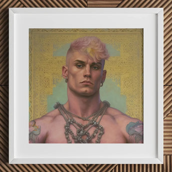 Strapping Young Lad - Queercore Gay Thug Art Print / Canvas Gold Chain Necklace Intricate Design Multiple Pendants Fine Paper, Bold