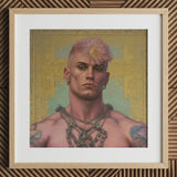 Strapping Young Lad - Queercore Gay Thug Art Print / Canvas Gold Chain Necklace Intricate Design Pendant Fine Paper, Bold Statements, Prints