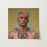 Strapping Young Lad - Queercore Gay Thug Art Print / Canvas Square-framed Portrait Painting Muscular Man Pink Blonde Hair Fine Paper, Bold