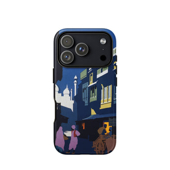 Street by Moonlight - Custodia per iPhone con poster di viaggio dell'India, 17 Pro / Opaco, Custodie per telefoni cellulari, Toby Leon
