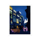 A Street by Moonlight - Visit India 1920s Art Print, 24x32’’ / 61x81cm / Unframed, Vibrant Indian Street Scene