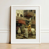 Street Scene in India - Edwin Lord Weeks Art Print / Canvas White-framed Historical Figures Architecture, Turmeric-gold Halts Beneath