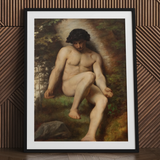Studie von Adam für das Paradies - Alexandre Cabanel Fine Art Print / Leinwand, 24x32’’ / 61x81cm / Schwarzer Rahmen / Passepartout, Poster Drucke & Visuals