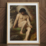 Studie von Adam für das Paradies - Alexandre Cabanel Fine Art Print / Leinwand, 24x32’’ / 61x81cm / Naturrahmen / Passepartout, Poster Drucke &