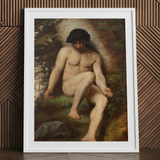 Studie von Adam für das Paradies - Alexandre Cabanel Fine Art Print / Leinwand, 24x32’’ / 61x81cm / Weißer Rahmen / Passepartout, Poster Drucke & Visuals