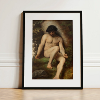 Study of Adam for Paradise - Alexandre Cabanel Fine Art Print / Canvas, 12x16’’ / 31x41cm / Black Frame / Matboard, Posters Prints & Visual