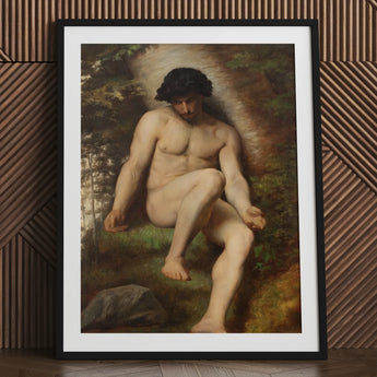 Study of Adam for Paradise - Alexandre Cabanel Fine Art Print / Canvas Black Framed Classical Nude Male Figure, Cabanel’s, Prints