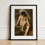 Study of Adam for Paradise - Alexandre Cabanel Fine Art Print / Canvas Black-framed Classical Nude Male Figure Earthy, Cabanel’s, Prints
