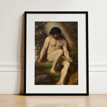 Study of Adam for Paradise - Alexandre Cabanel Fine Art Print / Canvas Black-framed Classical Nude Male Figure Earthy, Cabanel’s, Prints