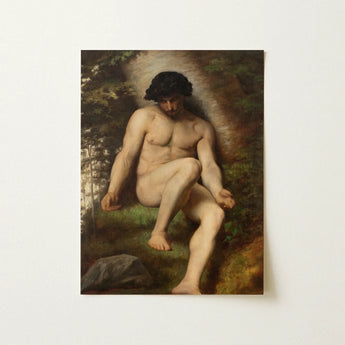 Study of Adam for Paradise - Alexandre Cabanel Fine Art Print / Canvas Classical Oil Painting Nude Male Figure Dark Curly, Cabanel’s, Prints