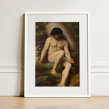 Study of Adam for Paradise - Alexandre Cabanel Fine Art Print / Canvas White-framed Classical Nude Male Figure Outdoor, Cabanel’s, Prints