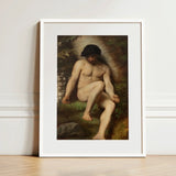 Study of Adam for Paradise - Alexandre Cabanel Fine Art Print / Canvas White-framed Classical Nude Male Figure Outdoor, Cabanel’s, Prints