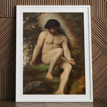 Study of Adam for Paradise - Alexandre Cabanel Fine Art Print / Canvas White Framed Classical Nude Male Figure Painting, Cabanel’s, Prints