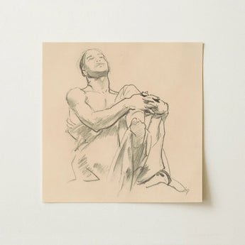 Study for Astronomy - John Singer Sargent Art Print / Canvas Delicate Graphite Sketch Cream-colored Paper Depicts Seated Figure, Prints