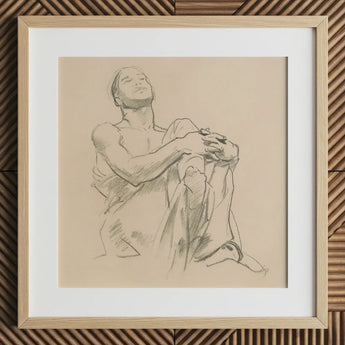 Study for Astronomy - John Singer Sargent Art Print / Canvas Framed Charcoal Sketch Seated Figure Soft Neutral Tones, Prints