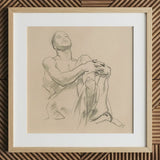 Study for Astronomy - John Singer Sargent Art Print / Canvas Framed Charcoal Sketch Seated Figure Soft Neutral Tones, Prints