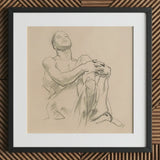 Study for Astronomy - John Singer Sargent Art Print / Canvas Framed Charcoal Sketch Seated Figure Soft Neutral Tones, Prints