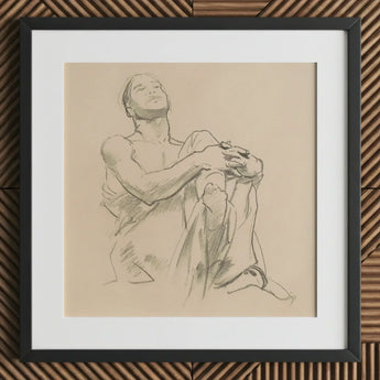 Study for Astronomy - John Singer Sargent Art Print / Canvas Framed Charcoal Sketch Seated Figure Soft Neutral Tones, Prints