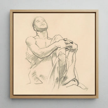 Study for Astronomy - John Singer Sargent Art Print / Canvas Framed Charcoal Sketch Seated Figure Soft Neutral Tones, Prints