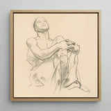 Study for Astronomy - John Singer Sargent Art Print / Canvas Framed Charcoal Sketch Seated Figure Soft Neutral Tones, Prints