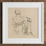 Study for Astronomy - John Singer Sargent Art Print / Canvas Framed Pencil Sketch Seated Figure Soft Gray Tones, Prints