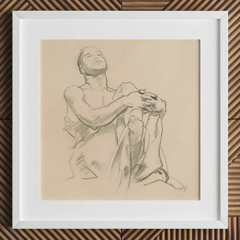 Study for Astronomy - John Singer Sargent Art Print / Canvas Framed Pencil Sketch Seated Figure Soft Gray Tones, Prints