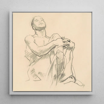 Study for Astronomy - John Singer Sargent Art Print / Canvas Framed Sketch Man Seated Pose Rendered Soft Pencil, Prints